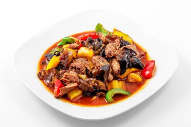 Domuz eti, Sichuan sos, biber, sarımsak, Çin ahşap mantar