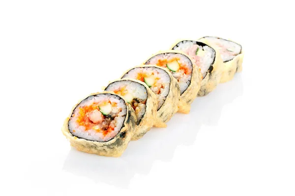 Hot roll Chidori tempura, anguila, queso crema, camarones — Foto de Stock