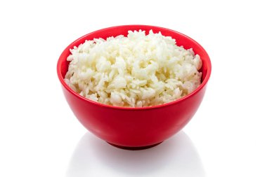 Garnitür, haşlanmış, kırmızı plaka, beyaz arka plan pirinç