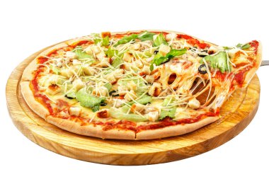 Sezar Pizza, mozzarella peyniri, Sezar sos, marul, parmesan