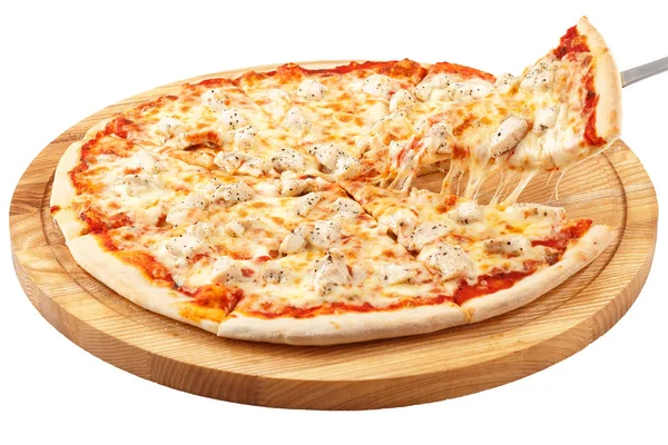 Pizza Pollo, mozzarella, pollo isolato — Foto Stock