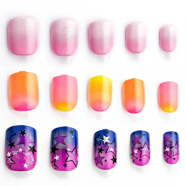 Set van multi-gekleurde valse nagels — Stockfoto