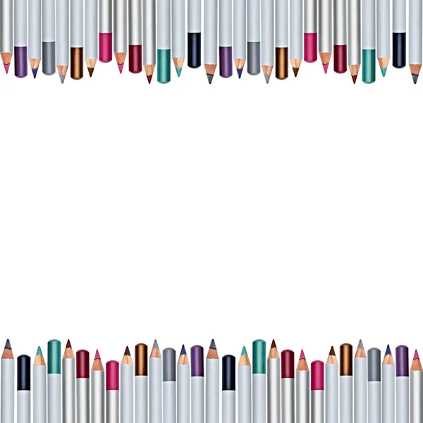 Рамка набору косметичних олівців різних кольорів — стокове фото
