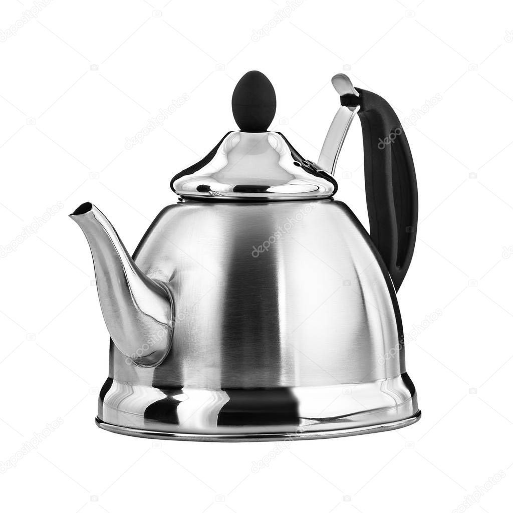 Metallic teapot,  white background