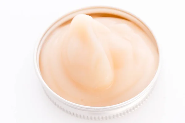 Crema de muestra, spa de cosméticos, fondo blanco — Foto de Stock