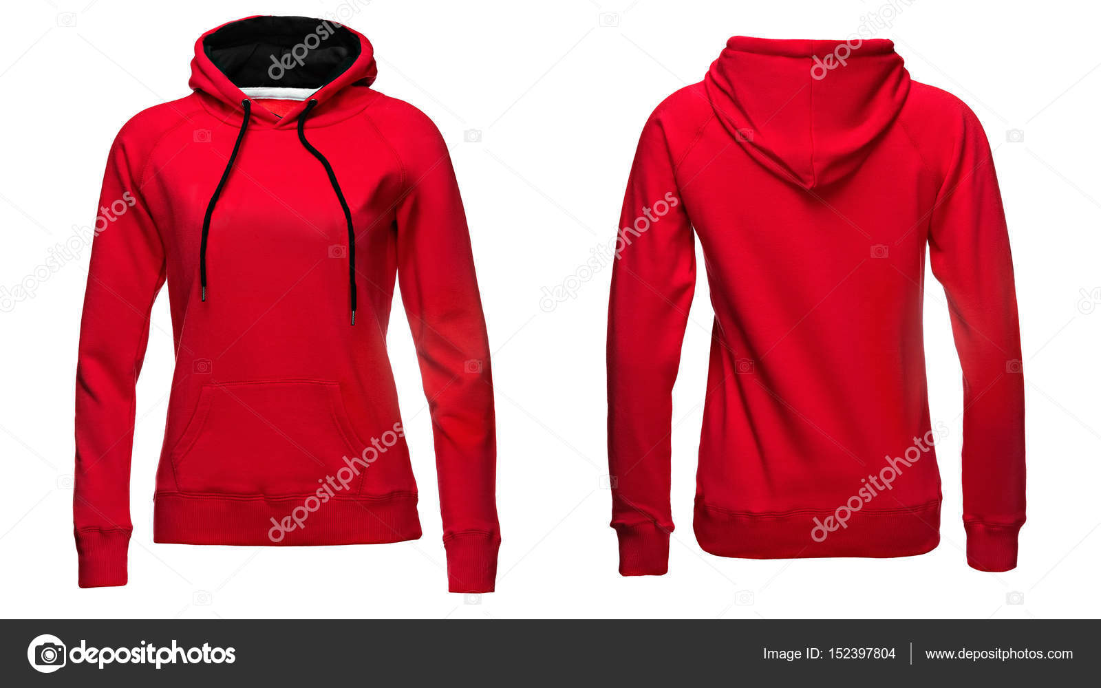 Download Red women's hoodies, sweatshirt mockup, isolated on white ...