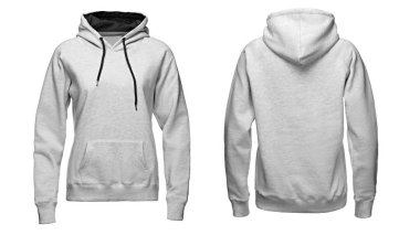 gri kapşonlu, sweatshirt mockup, beyaz arka plan üzerinde izole