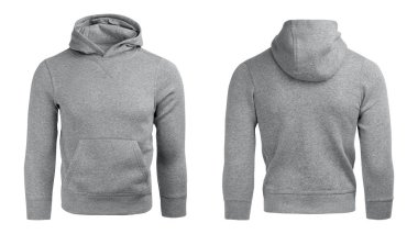 gri kapşonlu, sweatshirt mockup, beyaz arka plan üzerinde izole