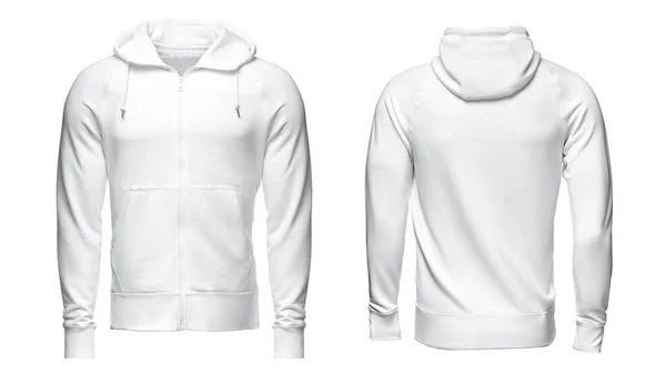 Beyaz kapüşonlu sweatshirt mockup, beyaz arka plan üzerinde izole — Stok fotoğraf