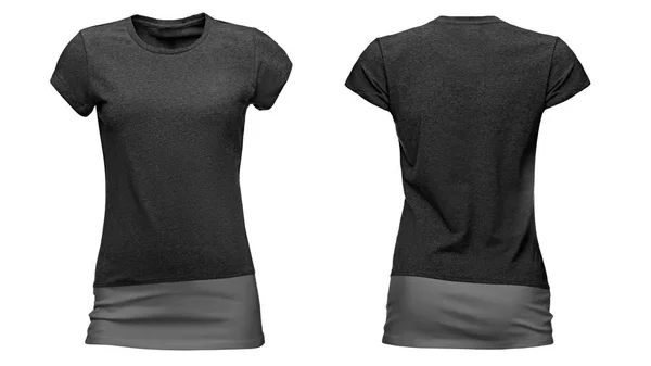 Ženské černé tričko na bílém pozadí — Stock fotografie