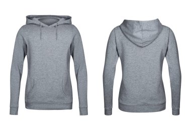 gri kapşonlu, sweatshirt mockup, beyaz arka plan