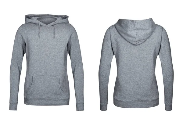 Grauer Kapuzenpullover, Sweatshirt-Attrappe, weißer Hintergrund — Stockfoto