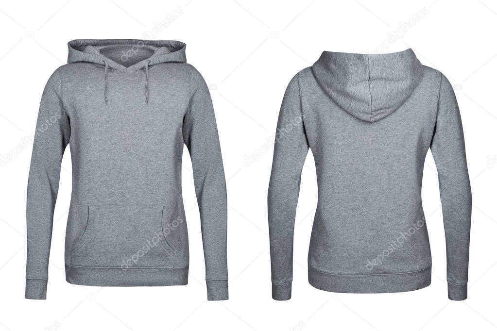 Gray hoodie, sweatshirt mockup, white background — Stock