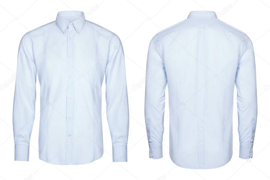 blue classic and business shirt, white background