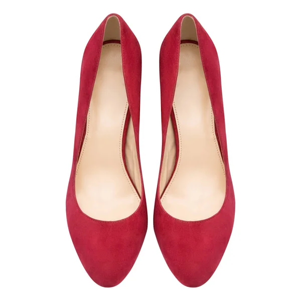 Stock image Female red suede shoes