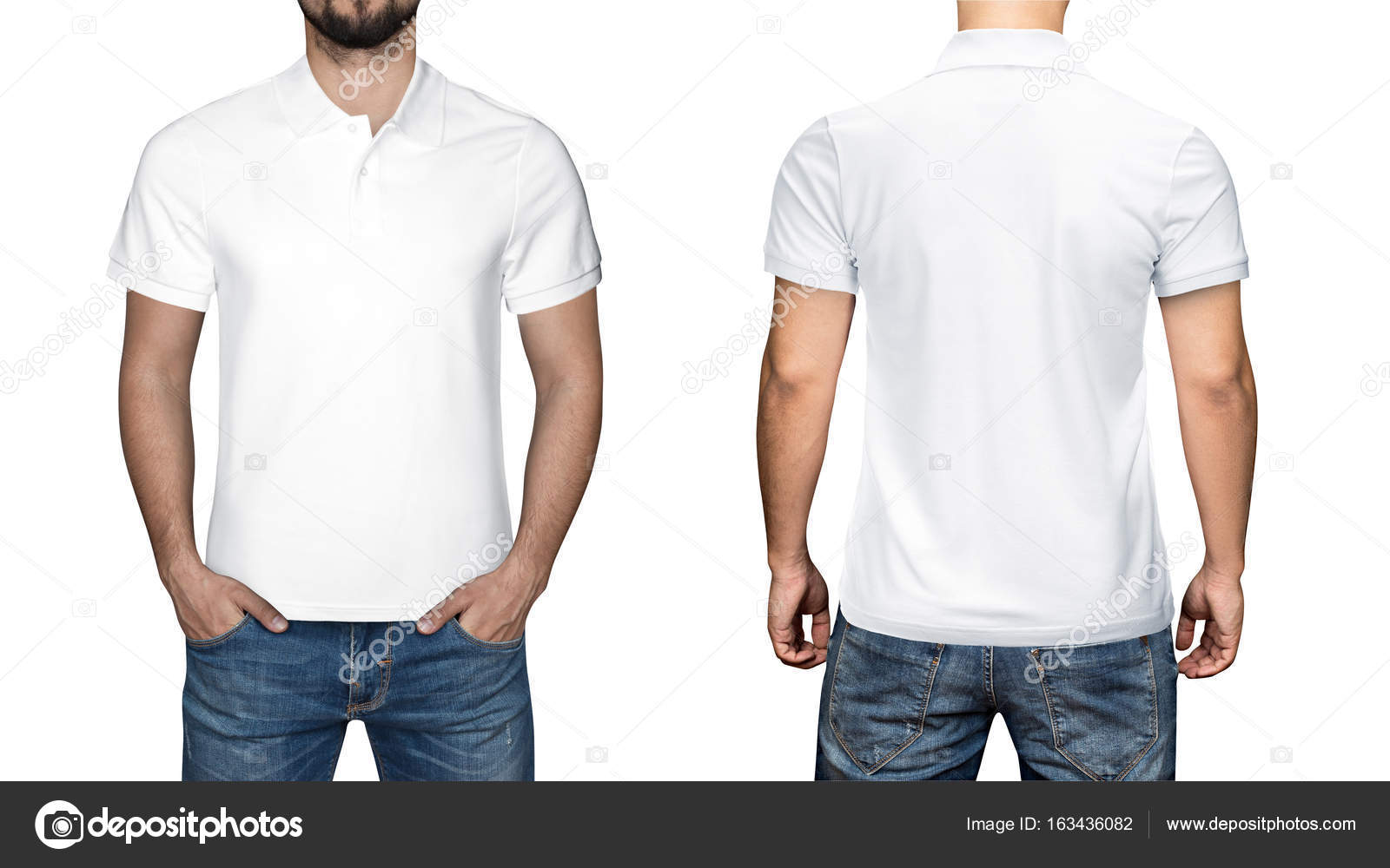 Download men in blank white polo shirt, front and back view ...