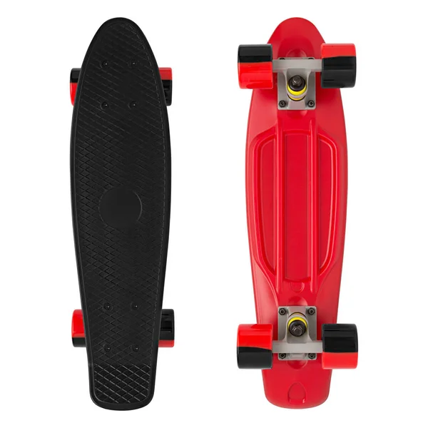 Zwarte en rode skateboard op geïsoleerde witte achtergrond — Stockfoto