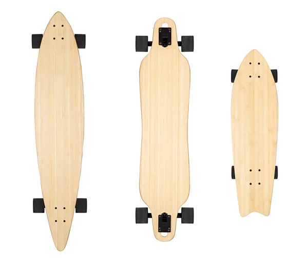 Skateboard mock up, lege longboard geïsoleerd witte achtergrond — Stockfoto