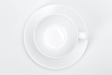 boş şablon porselen sofra tasarımı, beyaz seramik çay bardağı beyaz arka plan için