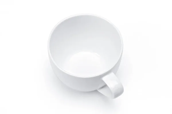 空白模板瓷餐具为您的设计, 白色陶瓷杯白色背景 — 图库照片