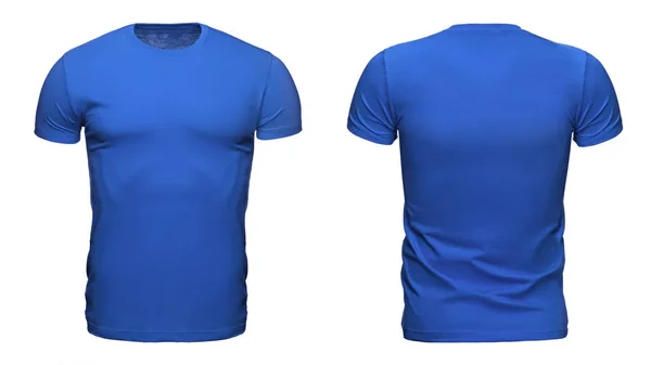 Blank blue t shirt template used for your design isolated on white background with clipping path — Stock Photo, Image