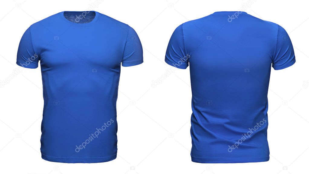 blank blue t shirt template used for your design isolated on white background with clipping path