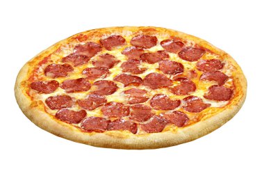 Beyaz arka plan pizza mozzarella peyniri, tasarım ve restoranının menüsü için şablon ile biberli izole.