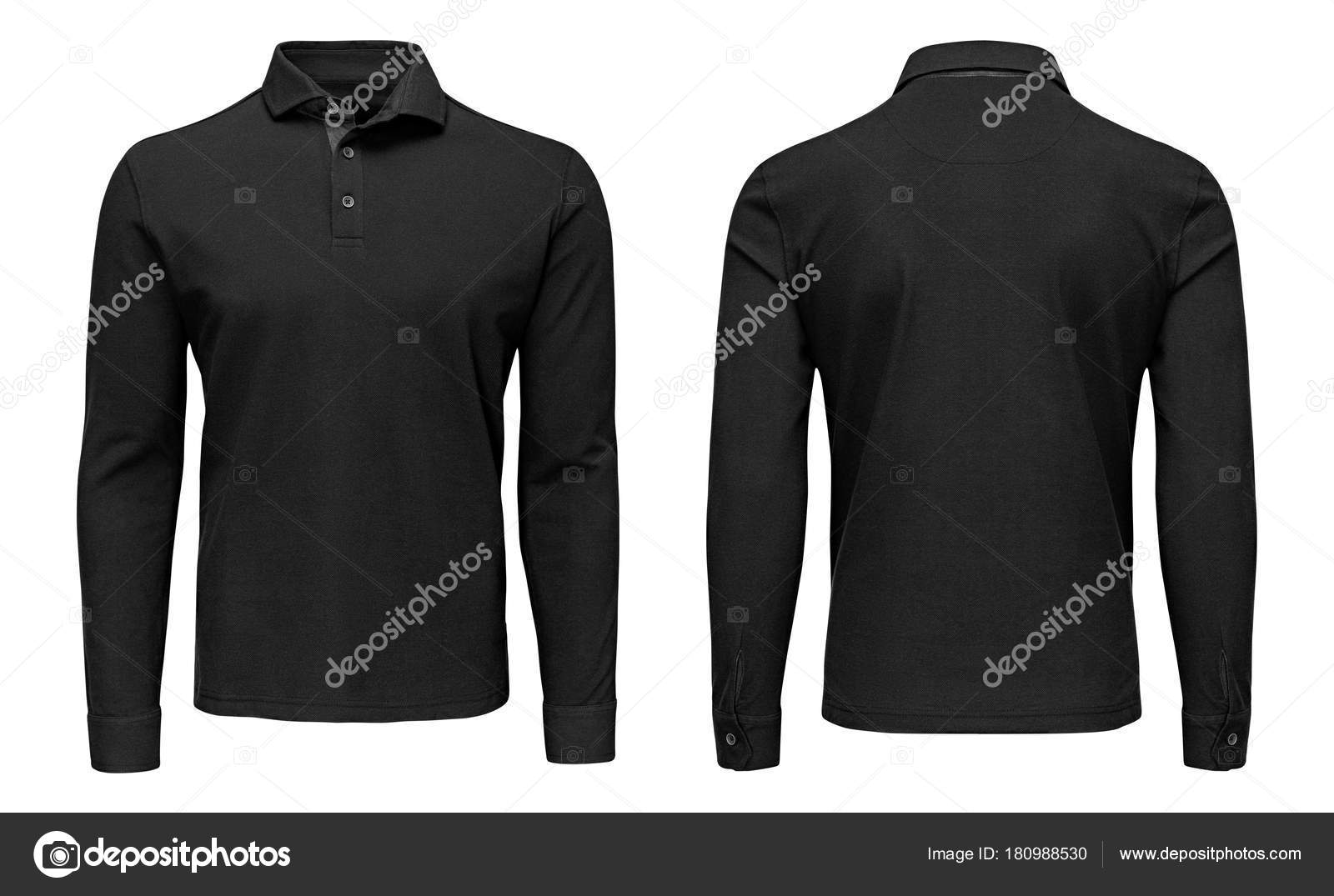 Download Blank template mens black polo shirt long sleeve, front ...