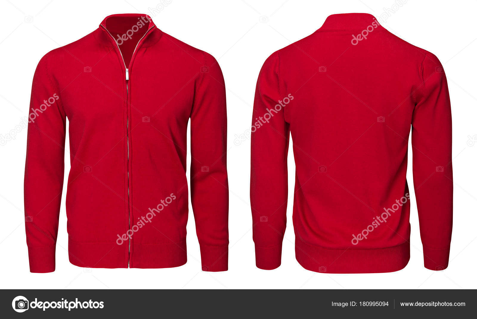 Blank template mens red sweatshirt long sleeve, front and ...