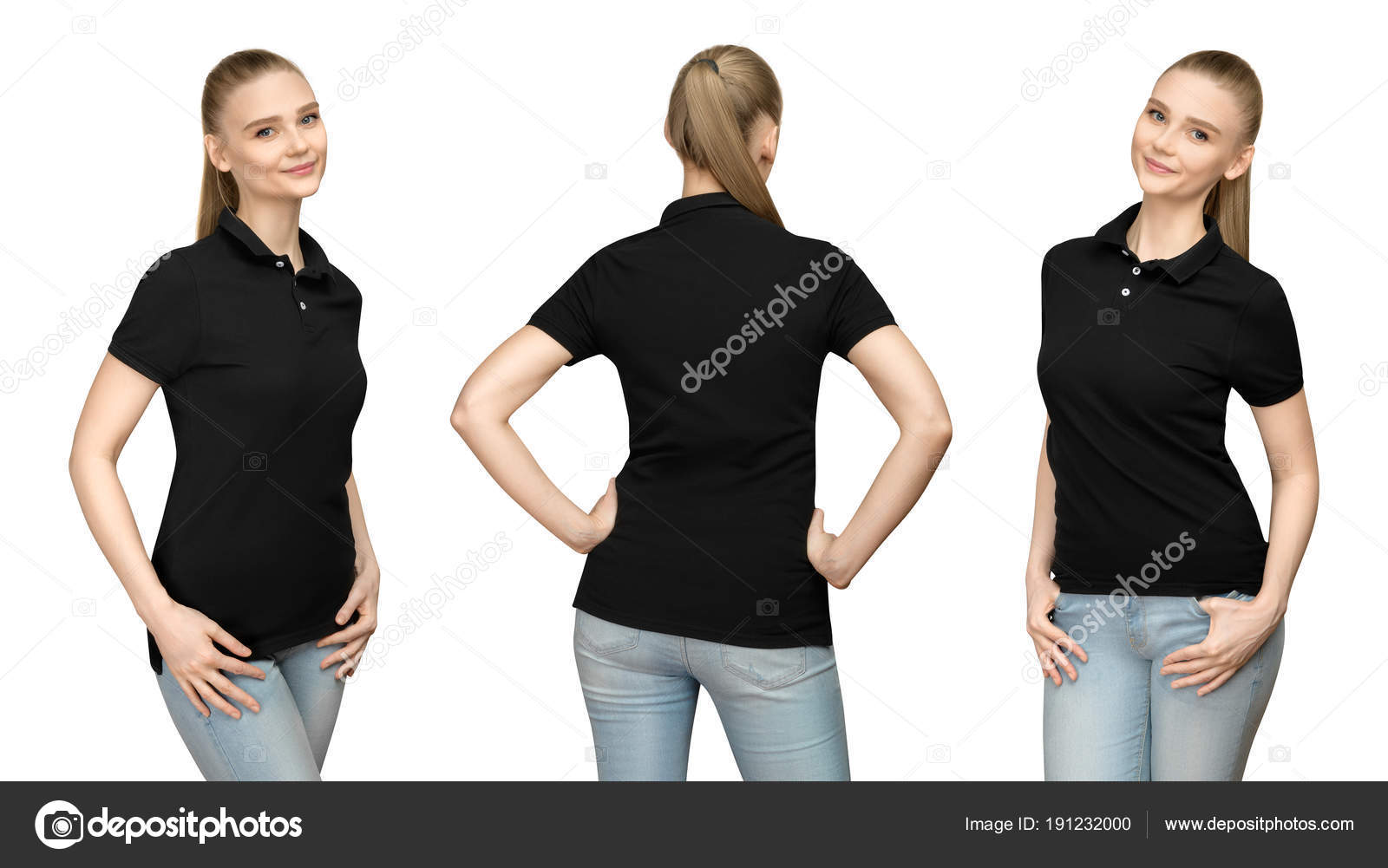 ladies black polo t shirt