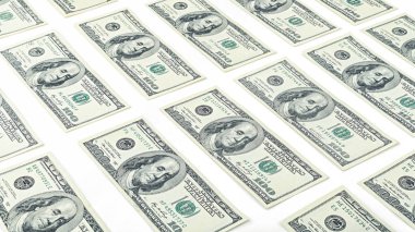 Amerikan parası beyaz arka plan üzerinde yüz dolarlık banknot izole duvar kağıdı. Birçok bize 100 banknot  