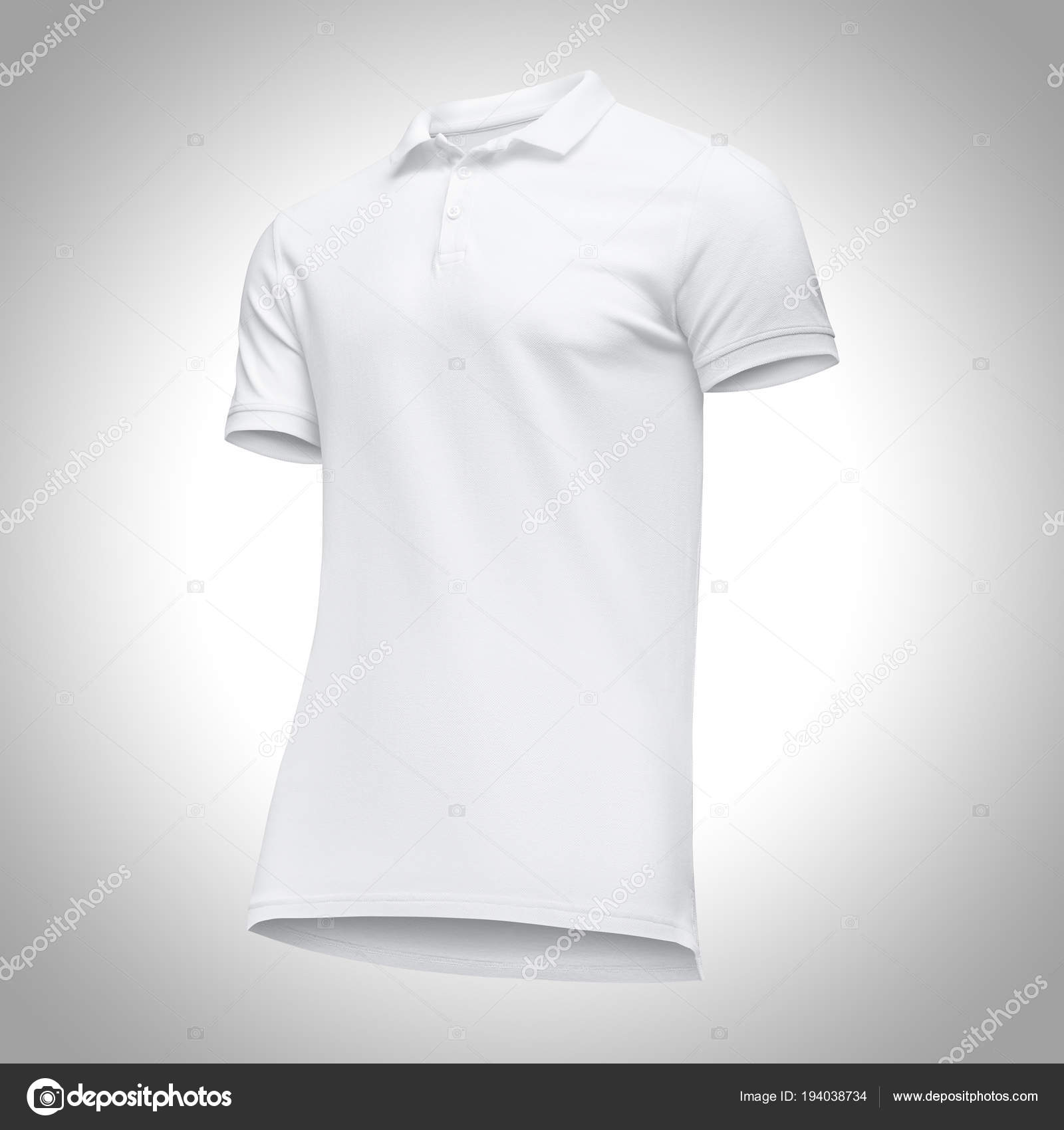 Blank template men white polo shirt short sleeve, front view half turn ...