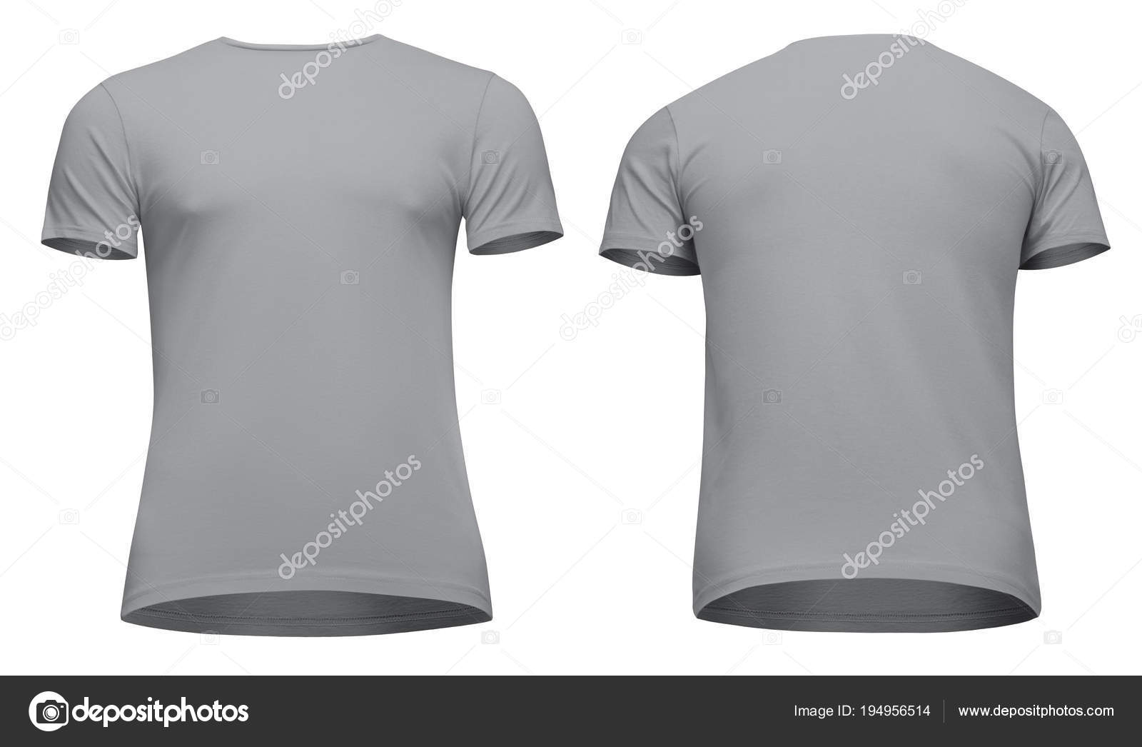 Homens modelo em branco cinza t-shirt manga curta, frente e verso vista de  baixo para cima, isolado no fundo branco com caminho de recorte. Camisa  conceito Mockup para design e impressão fotos