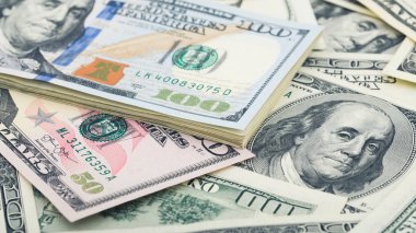 Closeup Amerikan parası dolar. Birçok bize 100 banknot