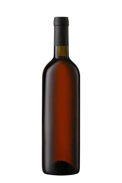 Botella en blanco vino tinto vista frontal aislada sobre fondo blanco — Foto de Stock