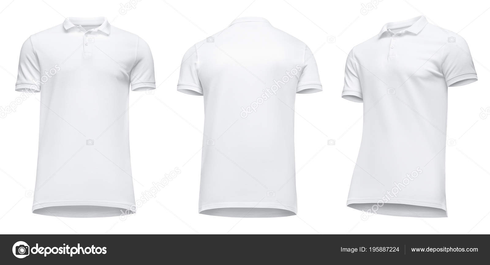 Blank template men white polo shirt short sleeve, front view half turn ...