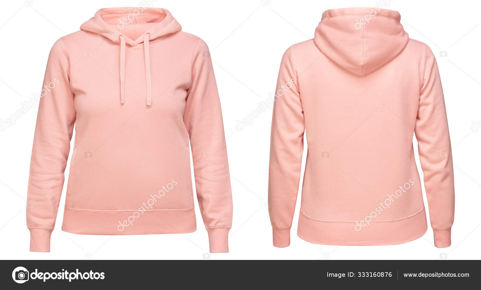 Download Pink Female Hoodie Sweatshirt With Long Sleeve Women Hoody With Hood For Your Design Mockup For Print Isolated On White Background Template Sport Pullover Front And Back View Stock Photo Image