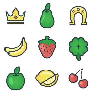 Modern vektör renkli kumar ve casino kutsal kişilerin resmi web sitesi veya mobil uygulama için ayarlayın. Tasarım sizin için parlak ve şık öğeleri.