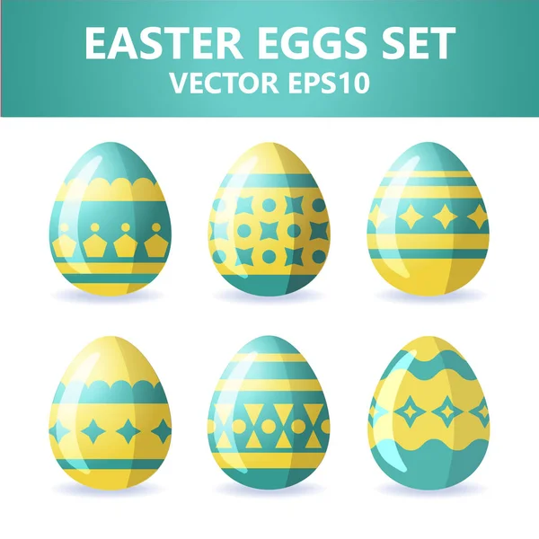 Iconos de huevos de Pascua. Huevos de Pascua para vacaciones de Pascua diseño sobre fondo blanco . — Vector de stock