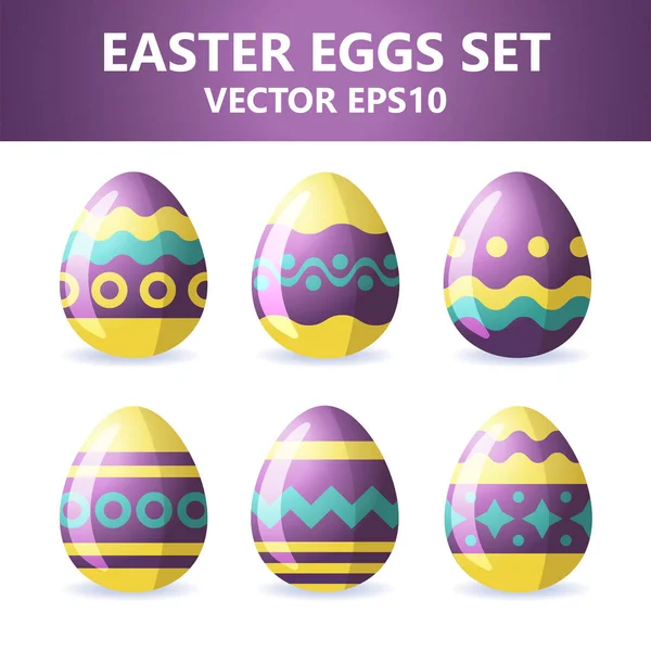 Iconos de huevos de Pascua. Huevos de Pascua para vacaciones de Pascua diseño sobre fondo blanco . — Vector de stock