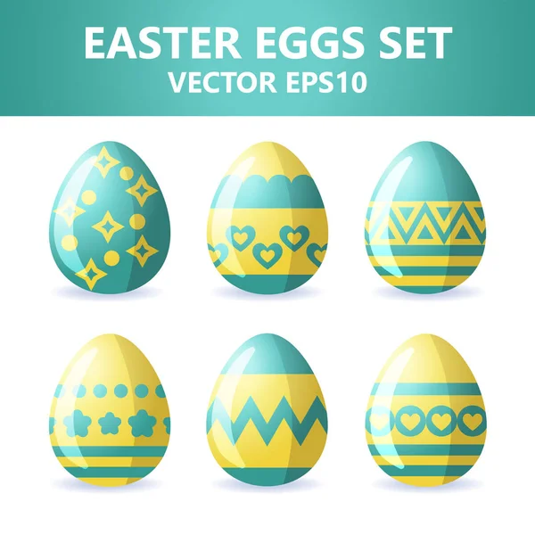 Iconos de huevos de Pascua. Huevos de Pascua para vacaciones de Pascua diseño sobre fondo blanco . — Vector de stock