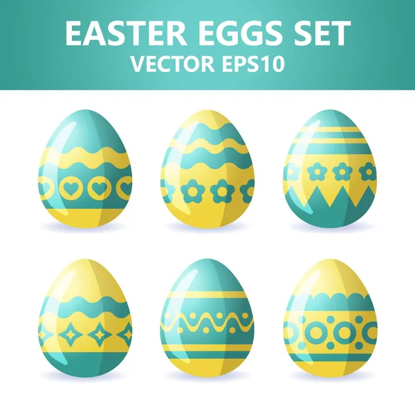 Iconos de huevos de Pascua. Huevos de Pascua para vacaciones de Pascua diseño sobre fondo blanco . — Archivo Imágenes Vectoriales