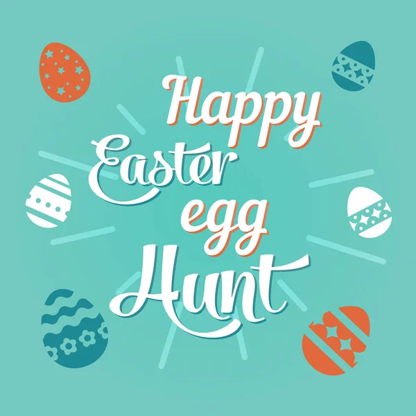 Ilustración colorida con el título Happy Easter Egg Hunt . — Archivo Imágenes Vectoriales