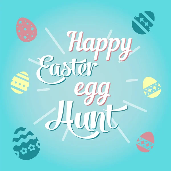 Ilustración colorida con el título Happy Easter Egg Hunt . — Vector de stock