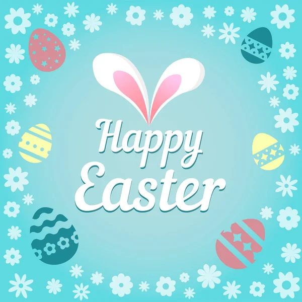Colorida ilustración con el título Feliz Pascua y flores . — Vector de stock