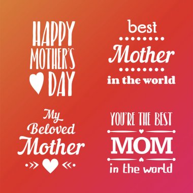 Mutlu anneler günü kaligrafi amblem ve rozetleri yazı ayarlayın. Vektör tasarım öğeleri için tebrik kartı ve diğer yazdırma şablonları. Tipografi kompozisyon.