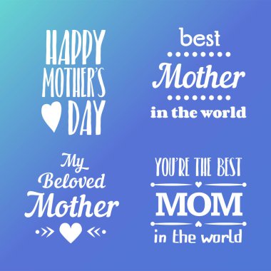 Mutlu anneler günü kaligrafi amblem ve rozetleri yazı ayarlayın. Vektör tasarım öğeleri için tebrik kartı ve diğer yazdırma şablonları. Tipografi kompozisyon.