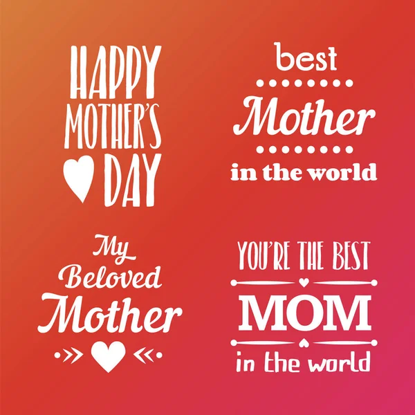 Mutlu anneler günü kaligrafi amblem ve rozetleri yazı ayarlayın. Vektör tasarım öğeleri için tebrik kartı ve diğer yazdırma şablonları. Tipografi kompozisyon.