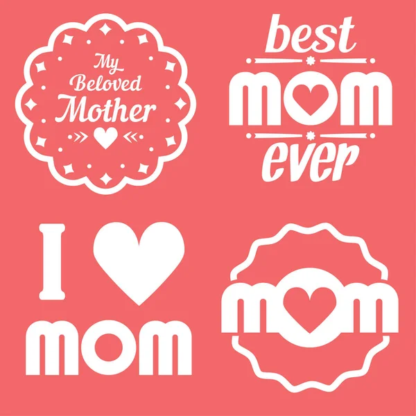 Happy Mothers Day belettering kalligrafische emblemen en Badges instellen. Vector designelementen voor wenskaart en andere afdruksjablonen. — Stockvector