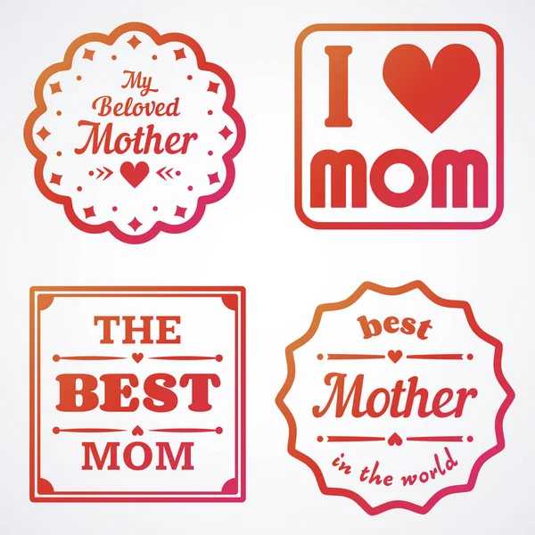Happy Mothers Day Lettering Calligraphic Emblems and Badges Set (en inglés). Elementos de diseño vectorial para tarjetas de felicitación y otras plantillas de impresión . — Vector de stock